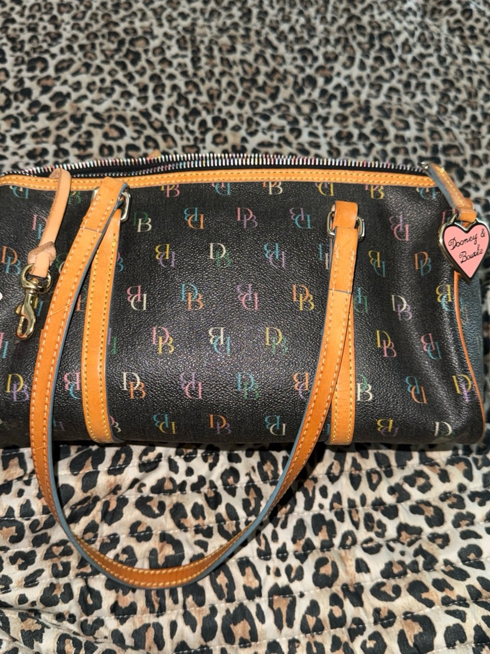 Dooney & Bourke Black Multicolor DB Logo Barrel Bag - Picture 4 of 7